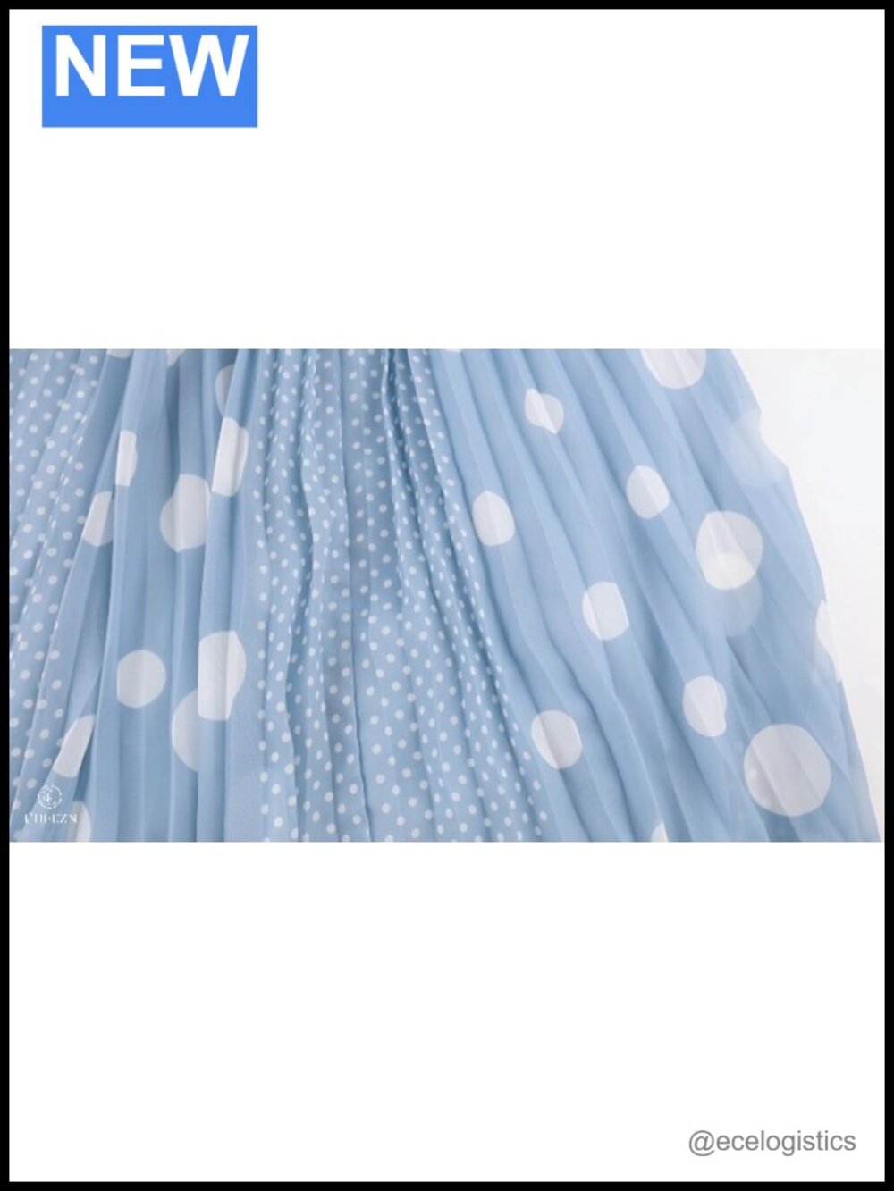 High Waist Pleated A-Line Maxi Skirt Flowy Polka Dot Midi - Picture 6 of 6
